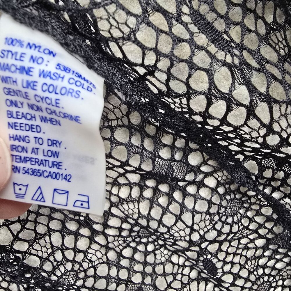 Nygård Women Open Front Black Lace Vest S 100% Nylon Lightweight Sleeveless - Picture 6 of 9